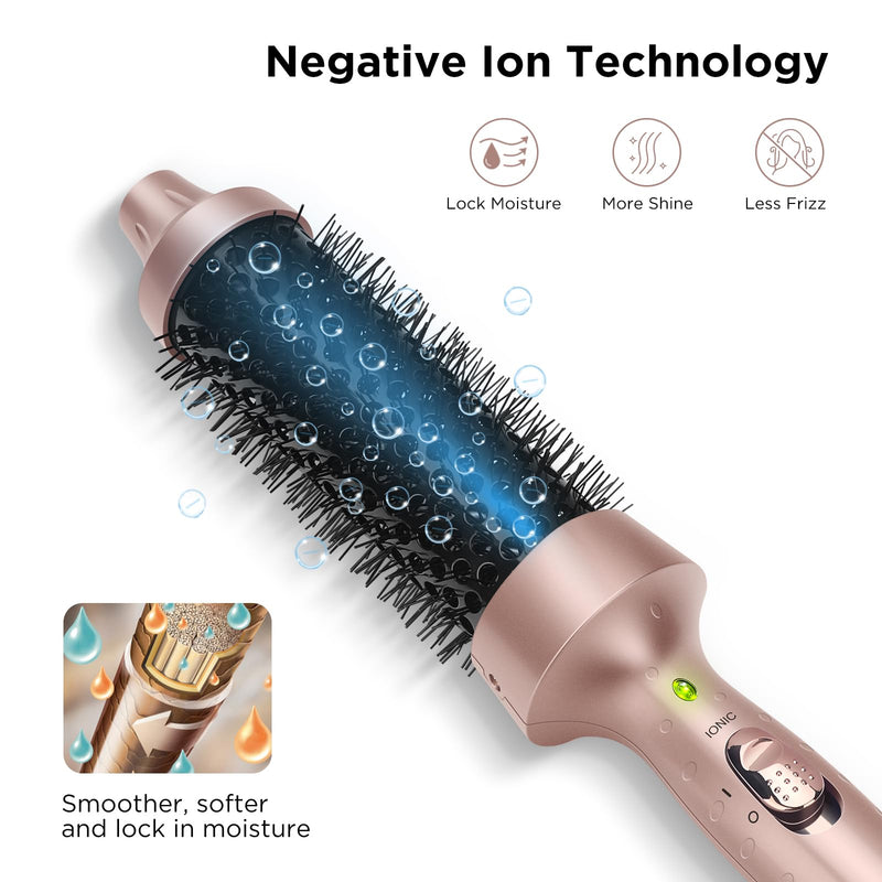 Thermal Brush, 1.5 in/40 mm Heated Round Brush, Ionic Hot Brush | Not for Blow Drying, Fast Heating, Smoother Curls, Dual Voltage, 60-Minute Auto Shut-Off, Gold 40mm