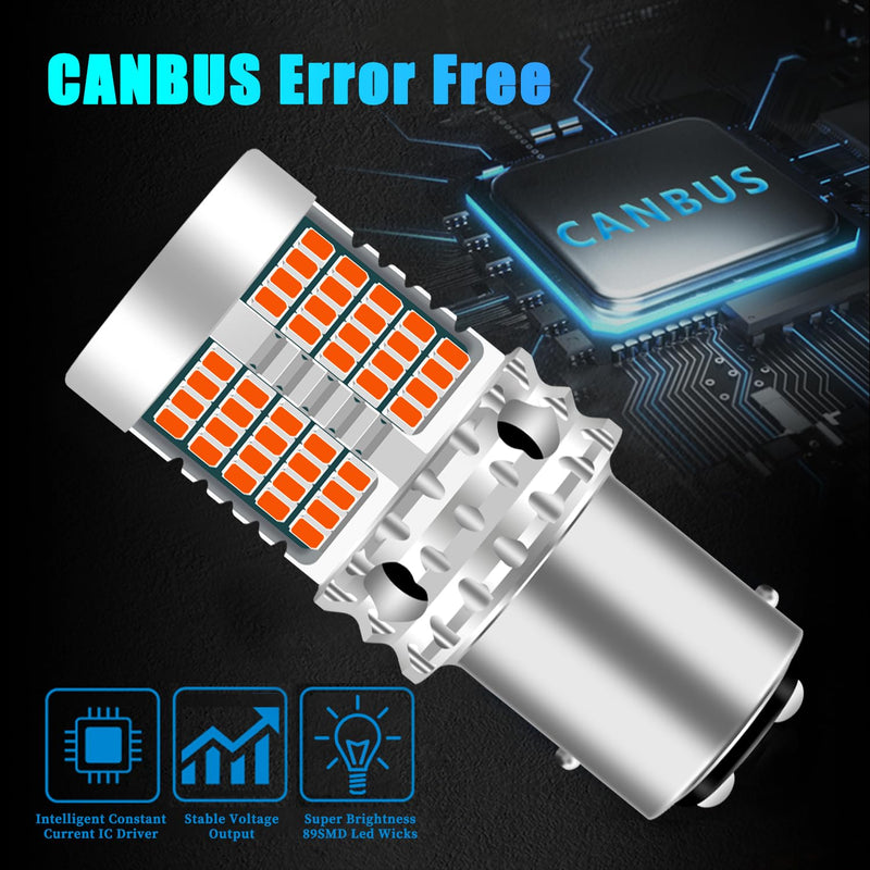 2Pcs 1157 p21/5w BAY15D LED Bulb for Tail Light Red, CANBUS Error Free Anti Hyper Flash 2016 89SMD 4000LM Extremely Bright Automotive Replacement Light Bulbs for Daytime Running Lights 89 Led-1157 BAY15D P21/5W