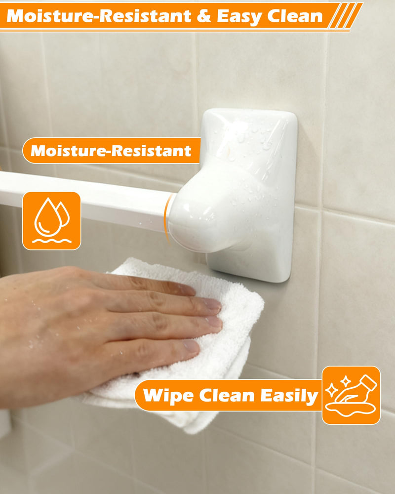IWIWE 2 Pcs White Ceramic & Porcelain Towel Bar Brackets - Vintage Retro Towel Rack Post Holder | Mid Century Modern Bathroom & Kitchen Accessory, Flat Back, Rod Not Included