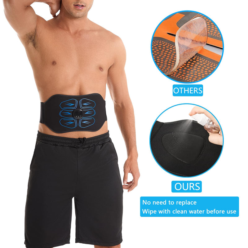 FDA Cleared ABS Stimulator Muscle Toner, Ab Machine, Portable Abdominal Belt, Electronic Pulse Massager, Home Office Fitness Belt Workout Equipment (Black Blue) Black Blue