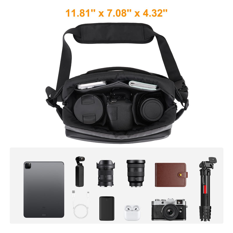 MOSISO Camera Bag for Photographers, Shoulder Photography Bag, Black&Gray | DSLR/SLR/Mirrorless Shockproof Crossbody Camera Sling Bags Backpack Compatible with Canon/Nikon/Sony/Fuji