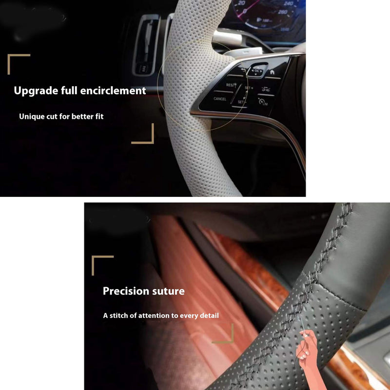  [AUSTRALIA] - Hand Sewn Black Perforated Leather Interior Protection Accessory for Car Steering Wheel Cover, for BMW 3 Series E46 E46/5 2000-2005 / X5 E53 2000-2001