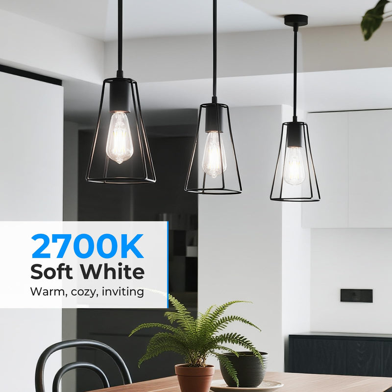 GvvooHome Dimmable LED Edison Bulbs, 4000K Daylight White, 6W Equivalent to 60 watt E26 LED Bulb, ST58 Vintage Light Bulbs, 600LM, 90+ CRI, E26 Base, Clear Glass, 10 Pack