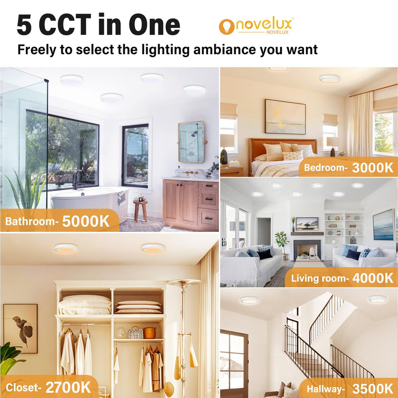 ETL Certified 7 inch Ceiling Light Dimmable Ultra-Slim Round LED Ceiling Lights Flush Mount 2700K/3000K/3500K/4000K/5000K 7'' Flat Ceiling Lamp Fixture for Kitchen,Bathroom,Hallway 5CCT 3 Pack White