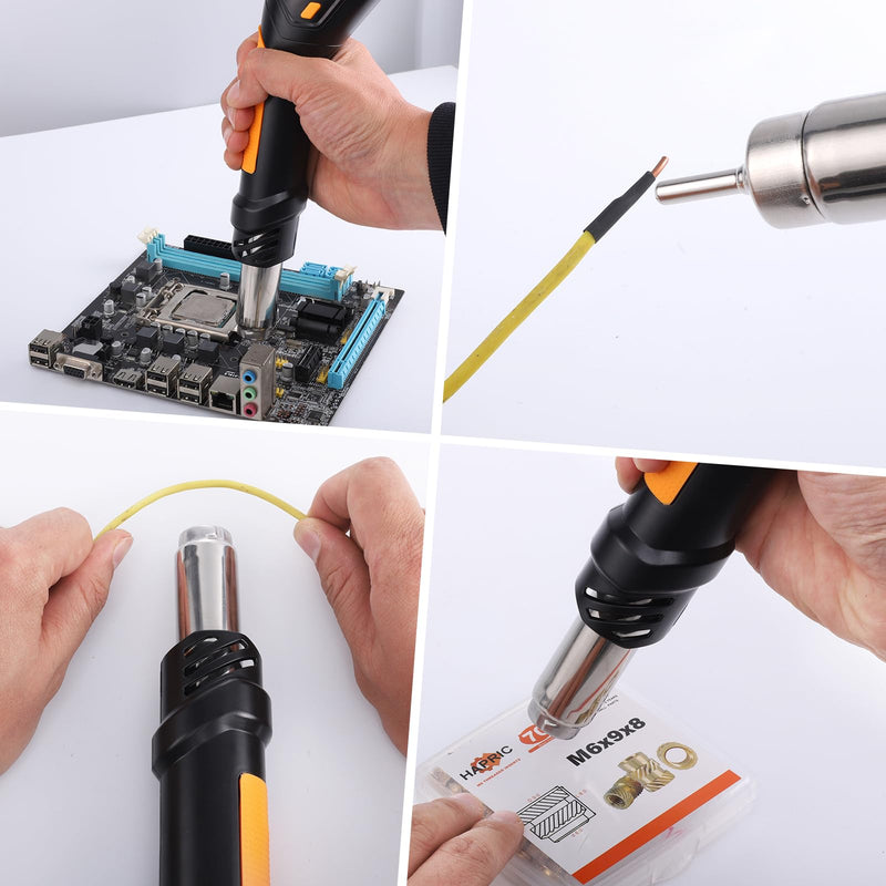 Heat Gun, 700W 212°F~932℉(100°C~500°C) Mini Soldering Heat Gun Hot Air Rework Station with LED Digital Display & 5Pcs Nozzles & 5Pcs Accessories for Crafting Shrink Tubing Electronics DIY(5FT)