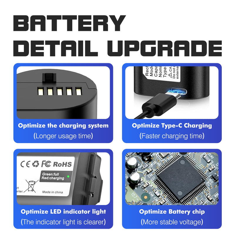 7000mAh Rechargeable Battery Pack for MyQ Smart Garage Door Keypad & Security Camera | 3.7 V Li-ion High-Capacity Battery with USB-C Fast Charging Cable | Long-Lasting Power Replacement