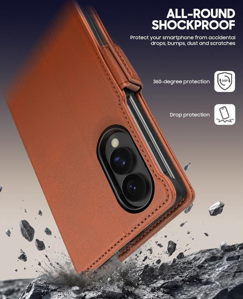 OCASE for Samsung Galaxy Z Fold8 Wallet Case, Brown | 3 Card Holders, RFID Blocking, Kickstand, Magnetic Closure, PU Leather Flip Folio, Protective Phone Cover (7.6") 2026