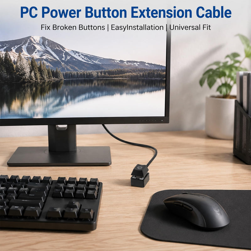 PC Power Button External Desktop on Off Switch LED with 1.8m Cable PC Power Supply Button Splitter for ATX Motherboard Splitter Installation Black