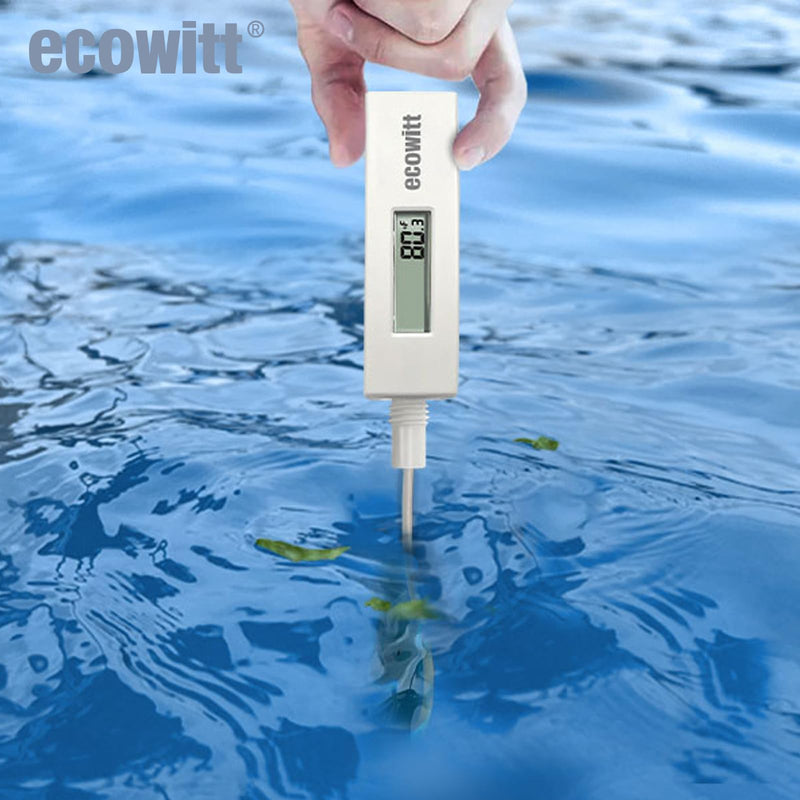 ECOWITT WN34BL Digital Pool Thermometer with LCD Display, Waterproof Water Temperature Sensor, Easy to Mount, 10ft Cable Sensor for Swimming Pool, Hot Tubs, Spas, Bath Water, Fish Ponds