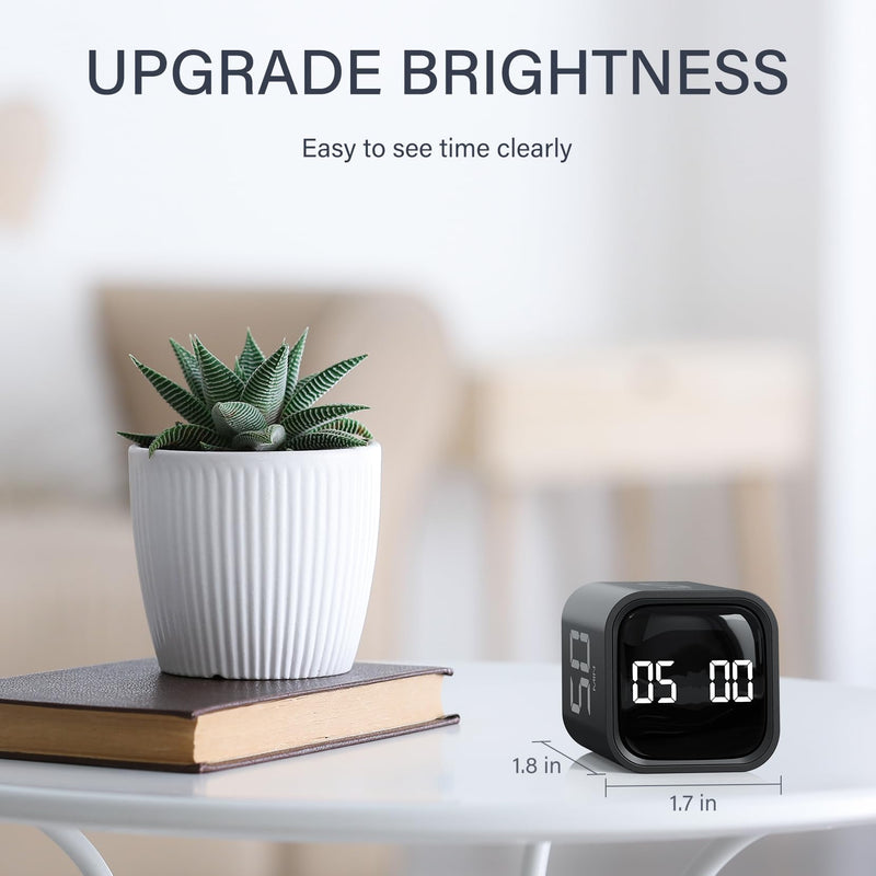 Rotating Pomodoro Timer 5, 25, 10 50 Minutes Preset, Desk Productivity Timer w/Gra vity Sensor, ADHD Tool Cube Countdown, Custom Modes, for Work, Study, Back to School, Kitchen, Black, 2 Pack 2 Pack Black