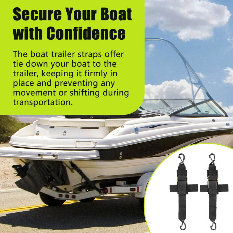 2" x 24" Boat Trailer Tie Down Straps, Secure Transom Hauling (2-Pack) | for Boats, Pontoons, Jet Skis & Kayaks, Rust-Resistant Hooks, 2 ft Length 2in x 24in