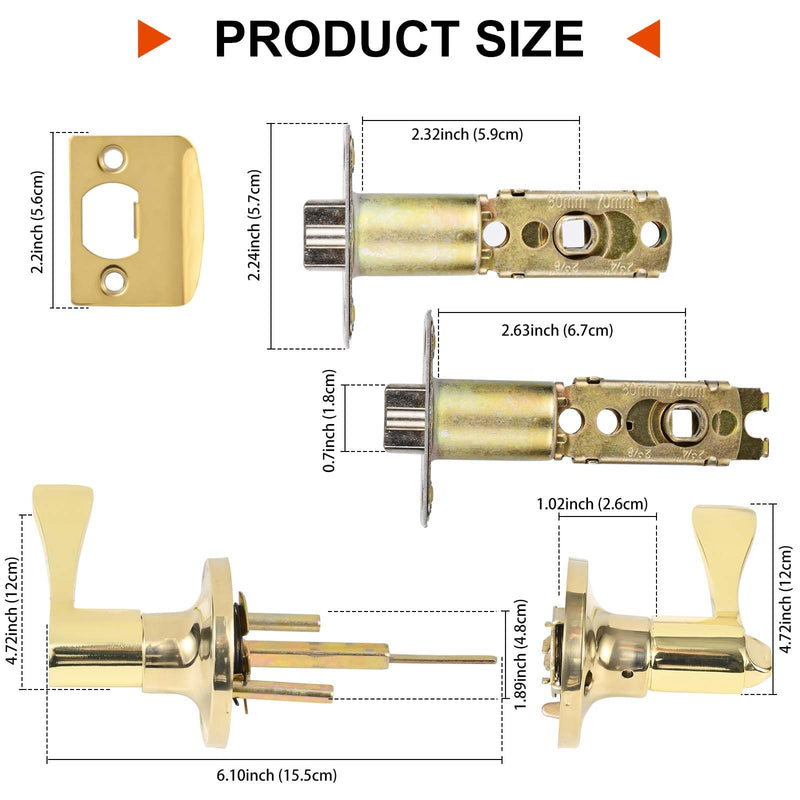 High-Security Stainless Steel Door Handle with Lock and Key, Door Lever for Bedroom, Bathroom and Rooms(Gold) 8300-Gold