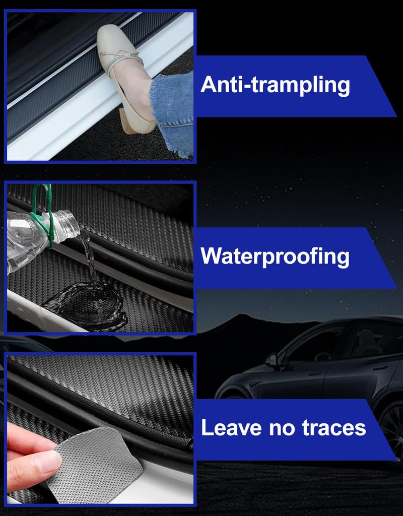 Door Sill Protectors for Ford F150, Carbon Fiber Leather Front/Rear Door Sill Sticker for Ford F150 Accessores 2015 2016 2017 2018 2019 2020 2021 2022 2023 2024 2025(White) White
