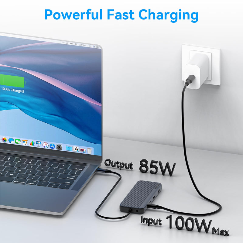 USB C Docking Station 3 HDMI, 12 in 1 Docking Station Triple Display, DockingStation Dual Monitor, Laptop Docking Station 3 HDMI with 10 Gbps, Ethernet, USB A/C 3.1, USB 2.0, 100W PD, Audio & Mic, SD