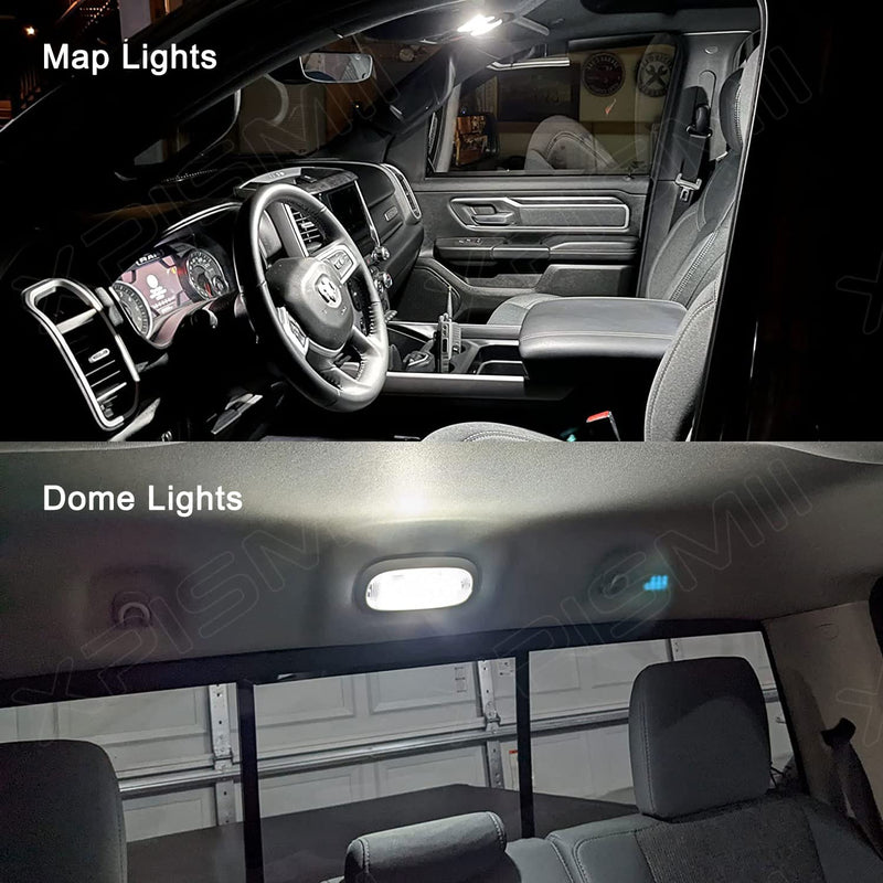 12 Piece 6000K White Ram Interior LED Light Kit Package Replacement for 2009 2010 2011 2012 2013 2014 2015 2016 2017 2018 Dodge Ram 1500 2500 3500, with Placement Diagram and Install Tool