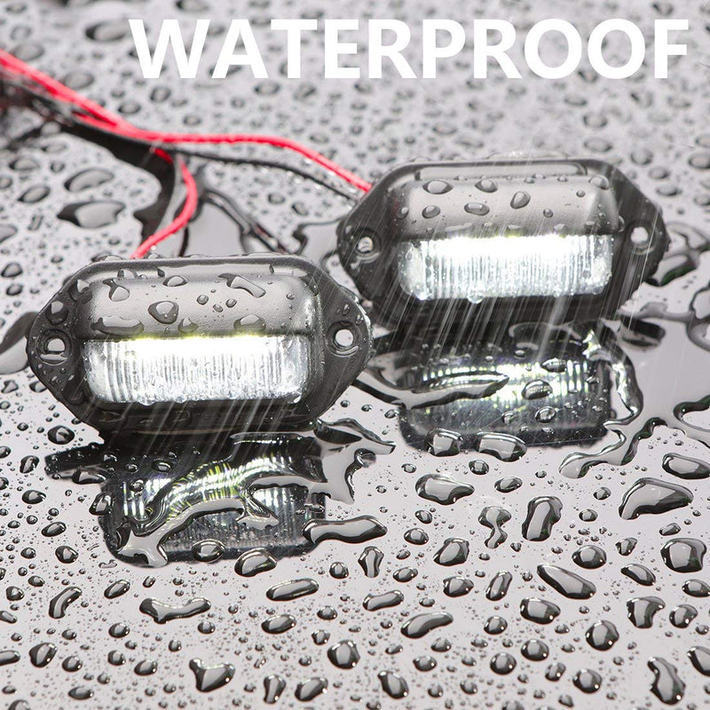 2 PACK License Plate Light, 12V 6-SMD LED License Plate Lamp Taillight for Truck SUV Trailer Van, Step Courtesy Lights, Dome/Cargo Lights Black 2-pack