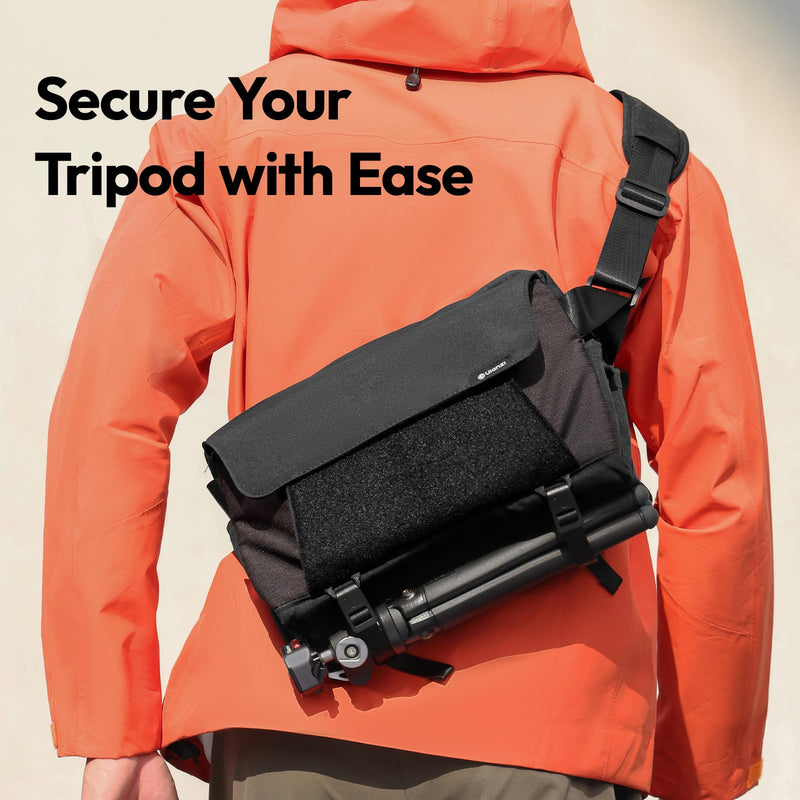 ULANZI BP11 8L Camera Sling Bag with Tripod Holder Everyday Carry | Lightweight Splash-Proof Anti-Theft Crossbody for DSLR/Mirrorless/ Laptop,Customizable Front Patch Pocket for Travel,Hiking