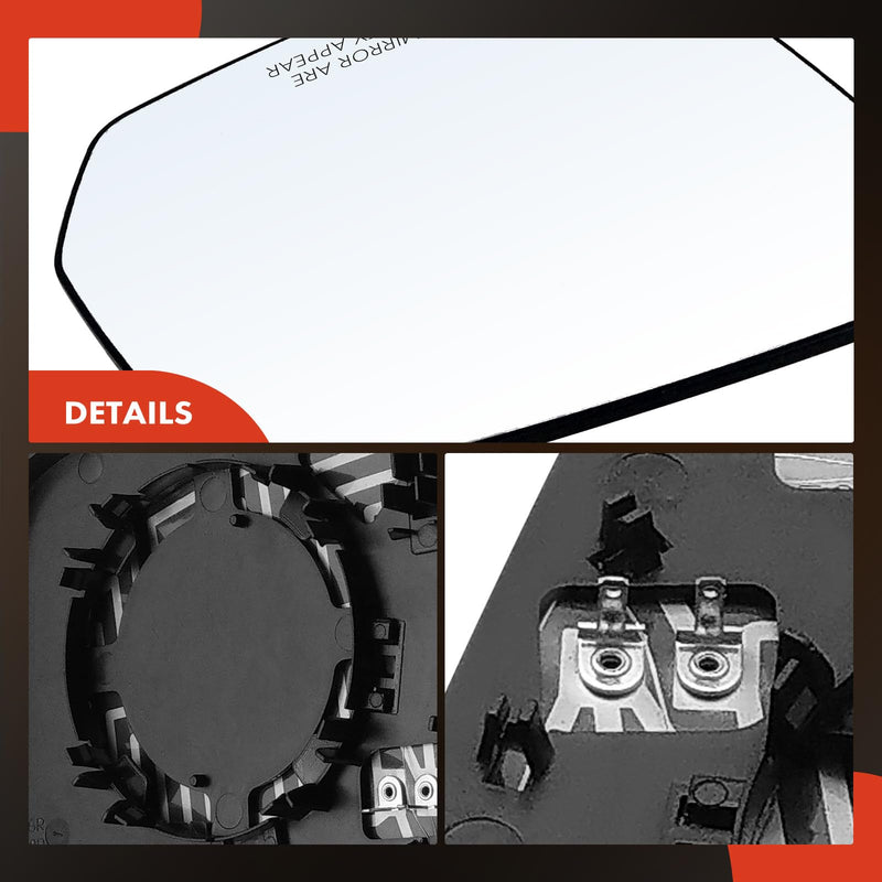 A-Premium Right Passenger Side Heated Mirror Glass with Backing Plate - Compatible with Mercedes-Benz ML320 2009, ML350 2008-2010, ML450 2010, ML550 2009-2010, ML63 AMG, GL320, GL350, GL450, GL550