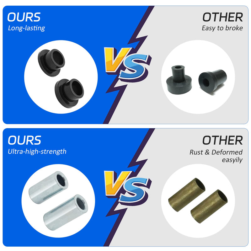 Rear Shock Bushing 8 Pcs & Sleeve 4 Pcs for Polaris Ranger 400 425 500 570 700 800 900 1000 Diesel ETX EV TM