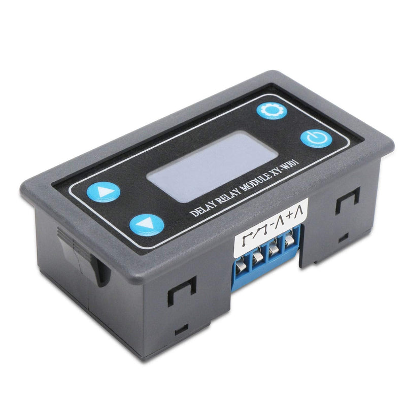 DROK Delay Relay Module, DC 6-30V Timer Relay 12V 24V 0.01s-9999min 50mA Digital Timer Cycle Delay Switch Module AC 220V Power On-Off Controller with LCD Display Switch Button Case 10A