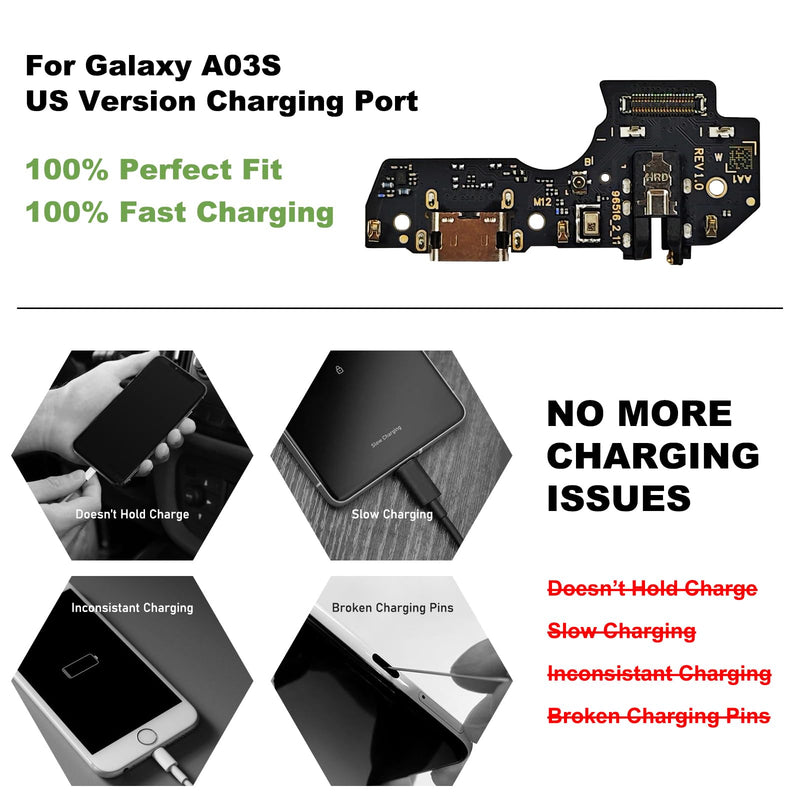 Charging Port Replacement Kit Compatible with Galaxy A03S US Version, Dock Board USB-C Connector Only for SM-A037U, SM-A037W, SM-A037U1, with Instruction Manual, Toolkit