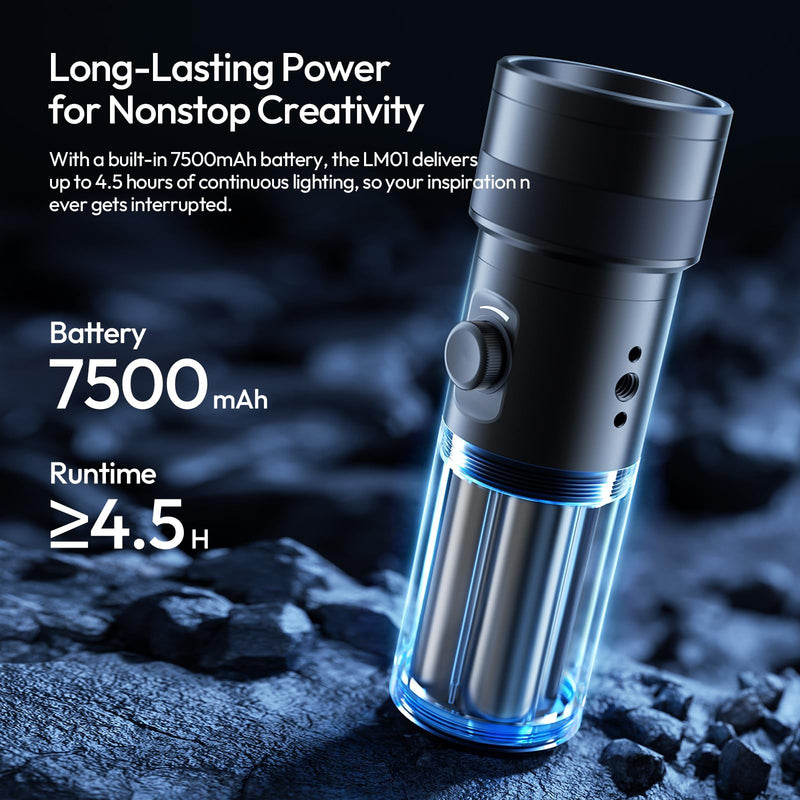 ULANZI LM01 Photography Flashlight RGB Video Light, 7500mAh Rechargeable Photography Flashlight with 20 Filters, 3H Max Runtime, 1200 Lux Output for Wedding, TikTok Videos, Cosplay, Content Creation