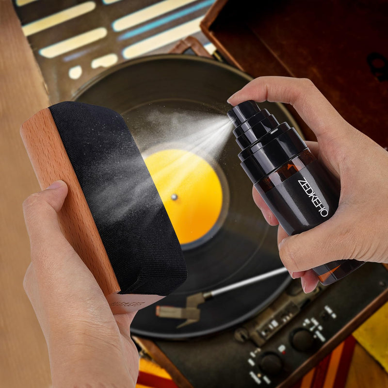 Vinyl Record Cleaning Kit: Complete 6-in-1 Record Cleaning Kit, Velvet Brush, Vinyl Record Brush Anti Static, Lps Cleaner, Record Cleaning Cloth, Label Protector, Storage Case - Revitalize Your Vinyl