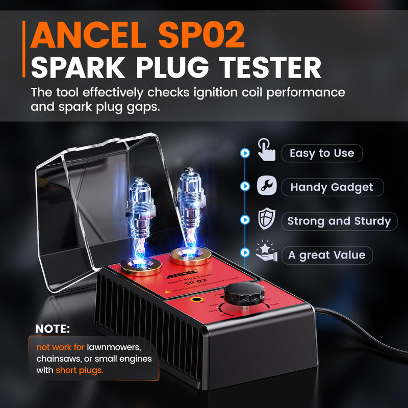ANCEL SP02 Spark Plug Tester Automotive Engine Ignition Coil Tester Dual Holes 0 to 6000RPM Adjustable Working Frequency Car Spark Plug Gap Tool