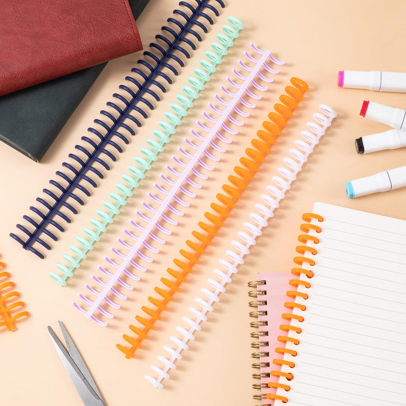 15 Pack 3/8" Comb Binding Spines Plastic 26 Rings Spiral Binding Coil Multicolors for Binding Machines Teacher Student Study Document Notebook File Planners Making