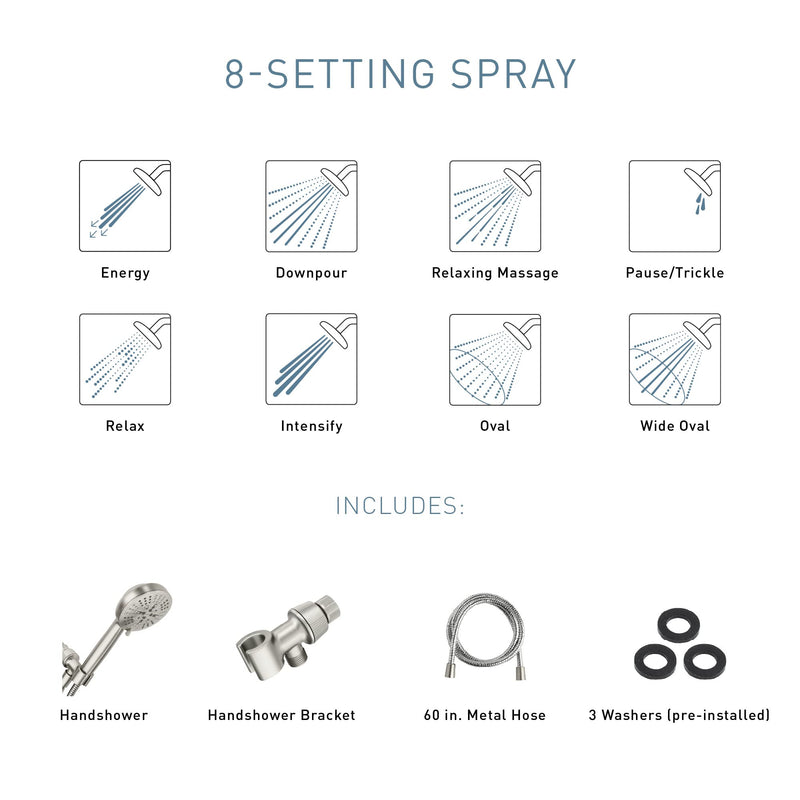 Moen Hydro Energetix Matte Black High Pressure Shower Head with Handheld Sprayer Featuring 8 Spray Settings, 200H0BL (Pack of 1)
