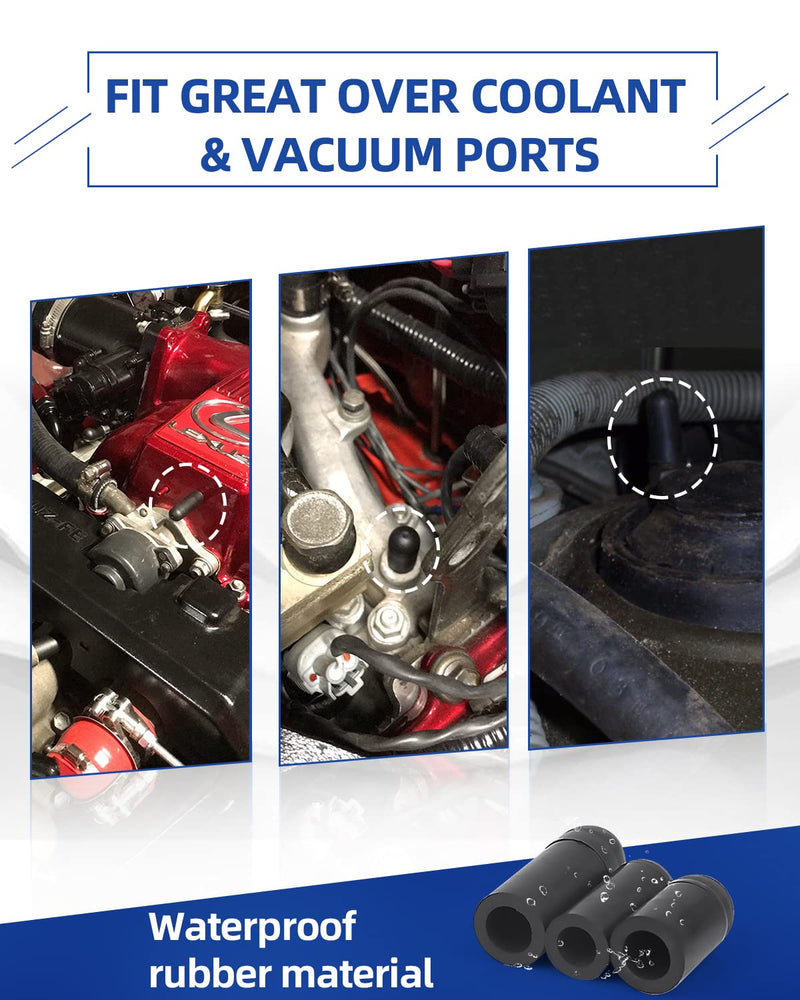 Vacuum Caps Rubber Plug Kit, 165 PCS 14 Size Assorted Vacuum Plugs Hose End Caps Assortment Kit for Carburetor, Manifold, Automotive 3/16'' 5/16" 7/32" 1/4" 5/32'' 3/8'' 1/8'' 1/2"