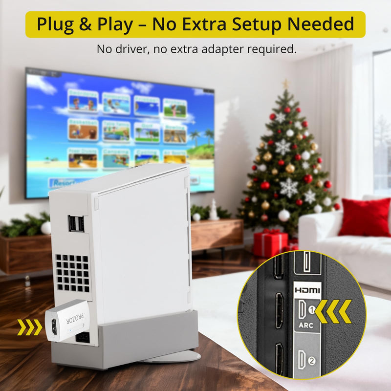 PROZOR Wii to HDMI Converter, 1080P, Compatible with Nintendo Wii, Wii U, HDTV, Monitor, Supports All Wii Display Modes 720P