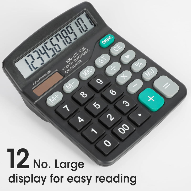 6 Pack Calculator Bulk, 12 Digits Calculators Desktop with Large LCD Display and Sensitive Butto, Solar and Battery Dual Power, Desk Calculator for Office, School, Home 6 Pack