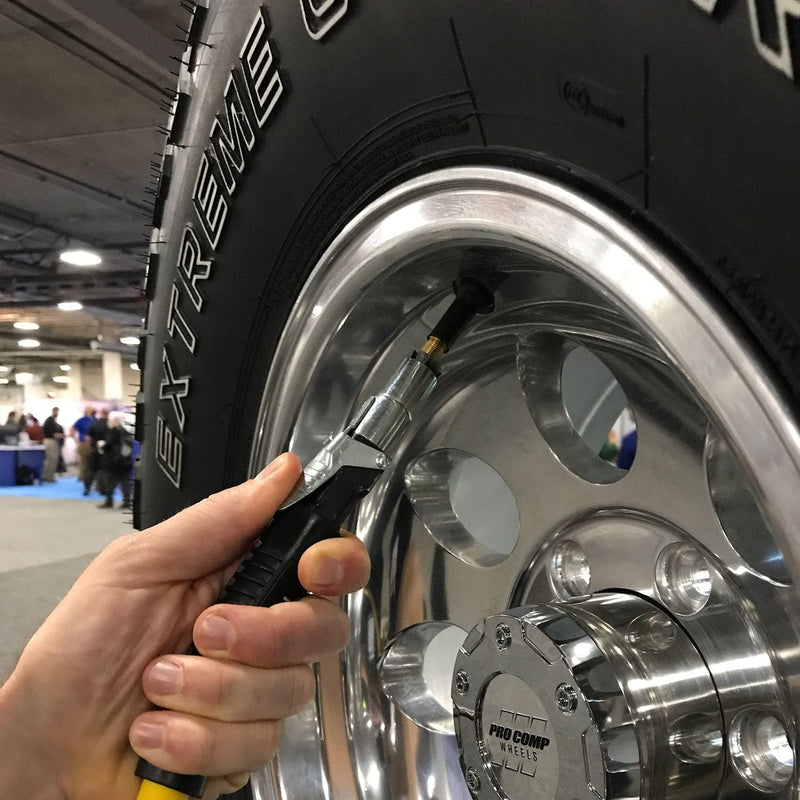 Locking Air Chuck - Six Steel Jaws Lock onto Any tire Valve - Won't Leak or pop Off - Rated to 150 PSI - Open Flow