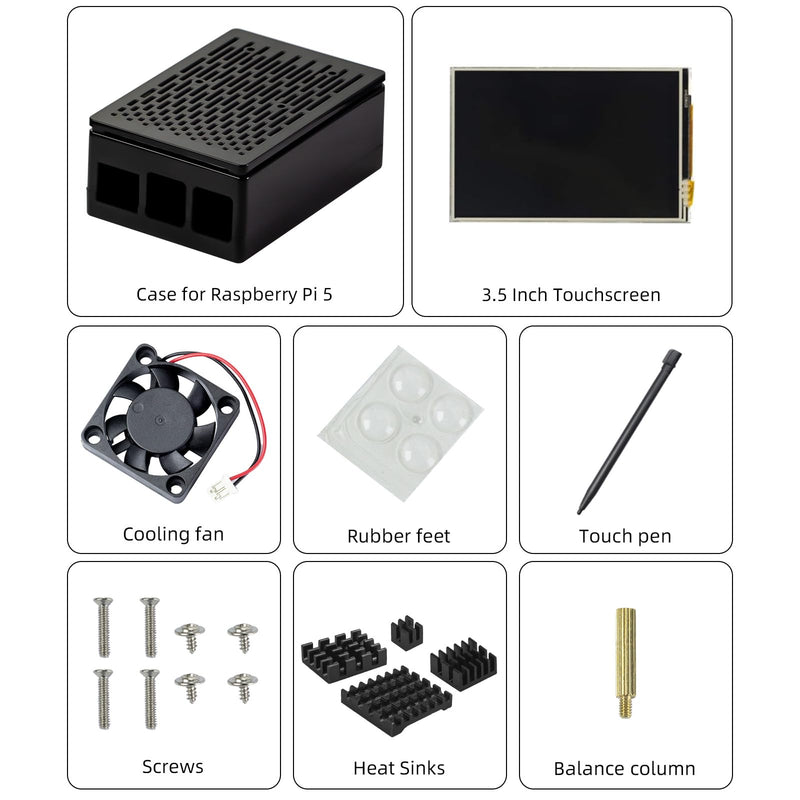 CUQI Raspberry Pi Display, 3.5 Inch Touchscreen with Raspberry Pi 5 Case, 480x320 TFT LCD 60 FPS Monitor with Mini fan and Heatsink for Raspberry Pi