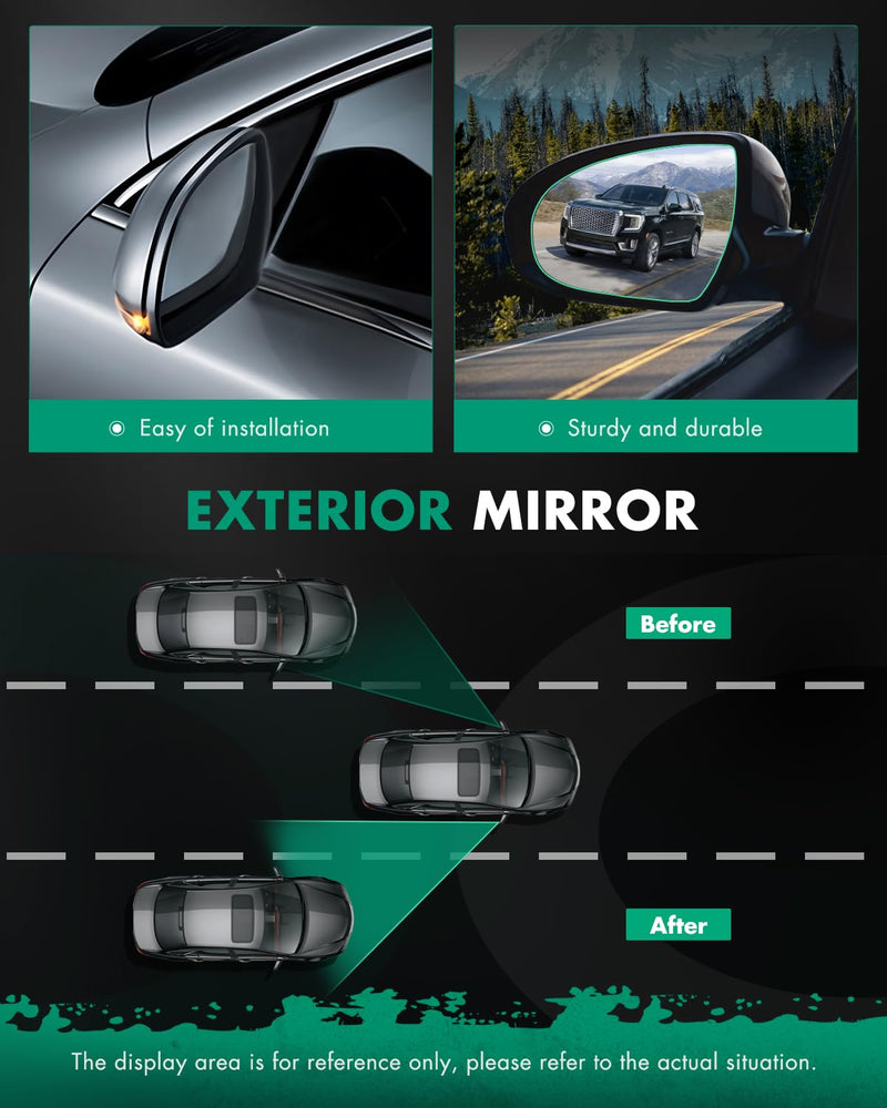 SCITOO Passenger Side Mirror Glass Fit for 1999-2003 For Chevy Silverado Pickup 2007 For Chevy Silverado Pickup 2000 For Chevy Suburban 2001-2006 For GMC Yukon XL with Backing Plate GM1325105 12477844 Right