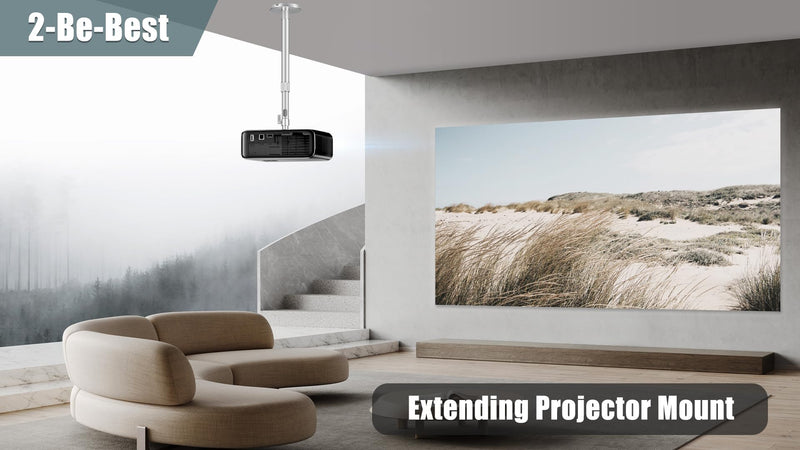 Projector Mount Bracket Compatible with HAPPRUN, Aurzen & Most Projectors | Upgraded Fixed-angle Wrench 360° Rotation & 90° Tilt Adjustable Projector Ceiling Mount Projector Wall Mount Silver 14-24 IN/37-62 CM