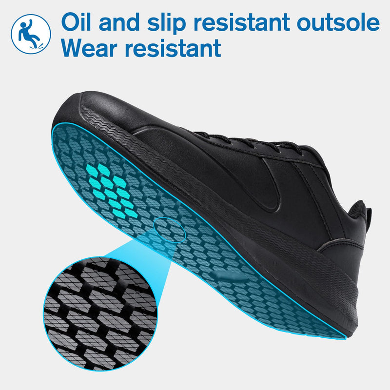 Non Slip Work Shoes for Women Food Service Lightweight Waterproof Kitchen Chef Shoe Restaurant Walking Sneakers Nursing Slip Resistant Footwear, Black 7