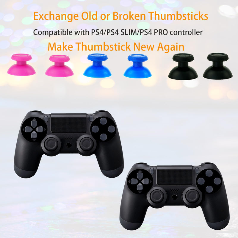 10PCS Thumbsticks Analog Joystick Thumb Sticks for PS4 Slim Pro Controller | CTHTBZ Black for PlayStation 4 With Grips Screwdriver Tools