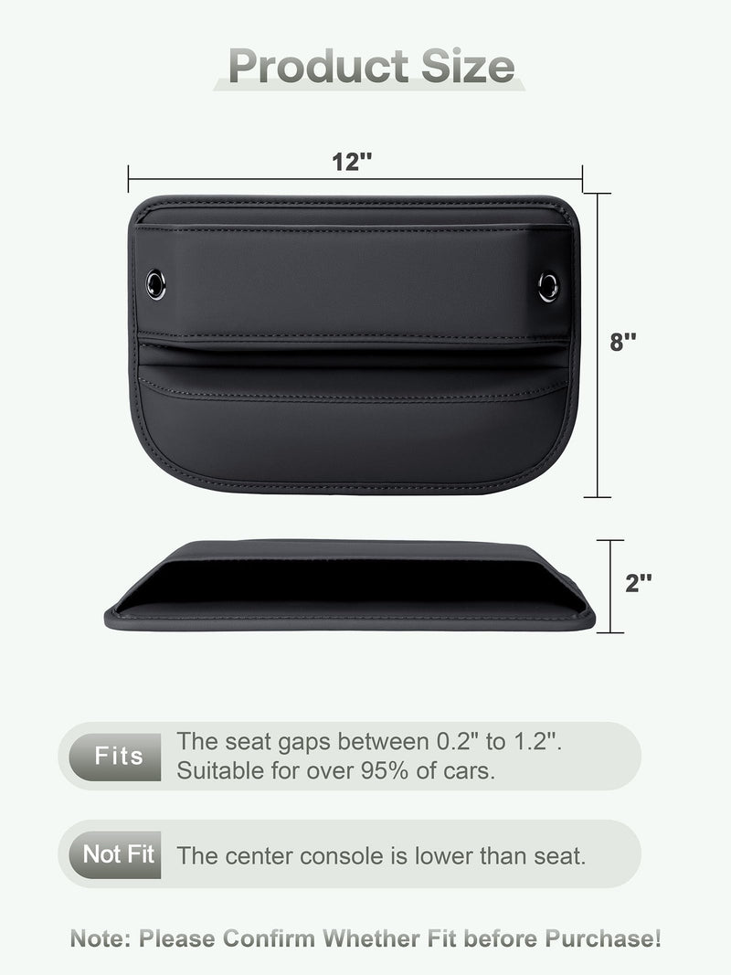 Universal Fit Car Gap Filler, Premium Leather Seat Gap Filler Organizer, Car SUV Truck Essentials (Black, 1 Pack) 01 Black, 1 Pack