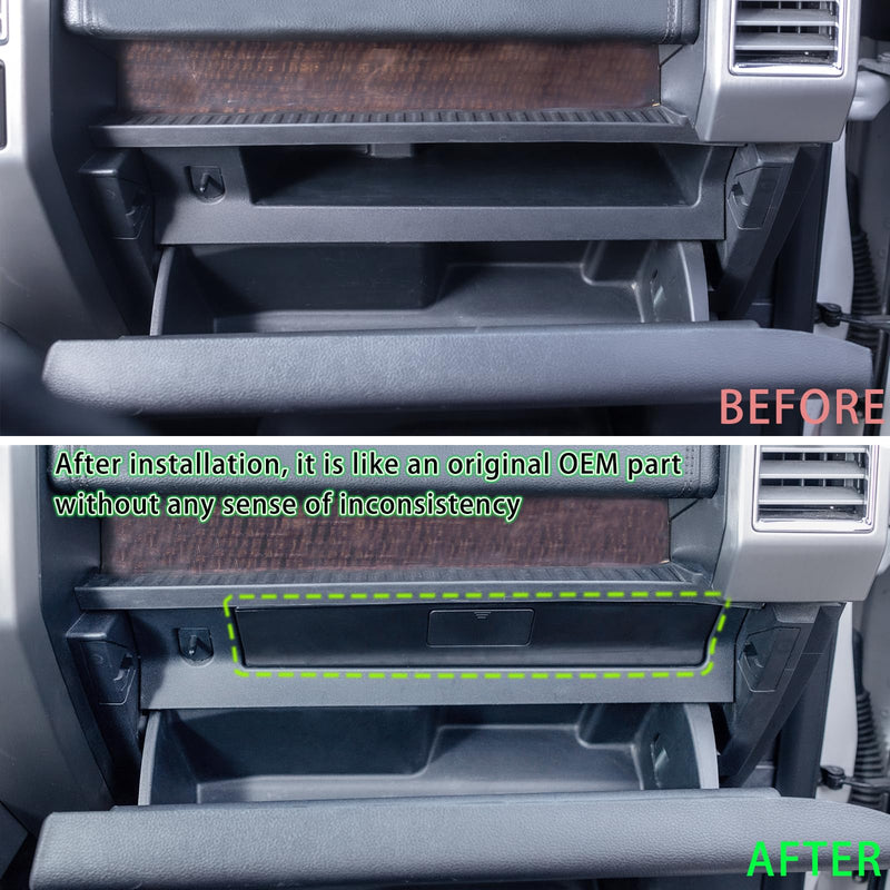 Glove Box Organizer Compatible with 2015-2020 Ford F150 Accessories Interior Hidden Glove Storage Compartment Organizer Tray ABS Materials
