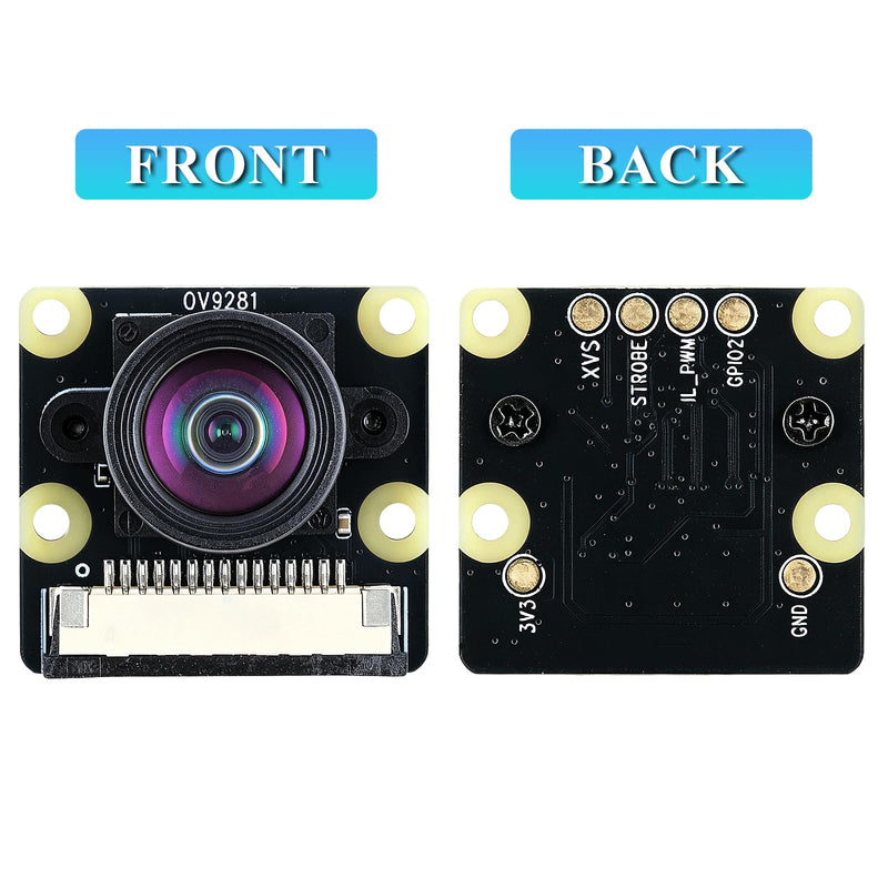 2PCS 120fps Monochrome Global Shutter Camera Module, 1MP OV9281 Sensor with 120° Wide-Angle Lens, Compatible with Raspberry Pi 5 / 4B / 3B+ / 3B / Zero 120 degrees
