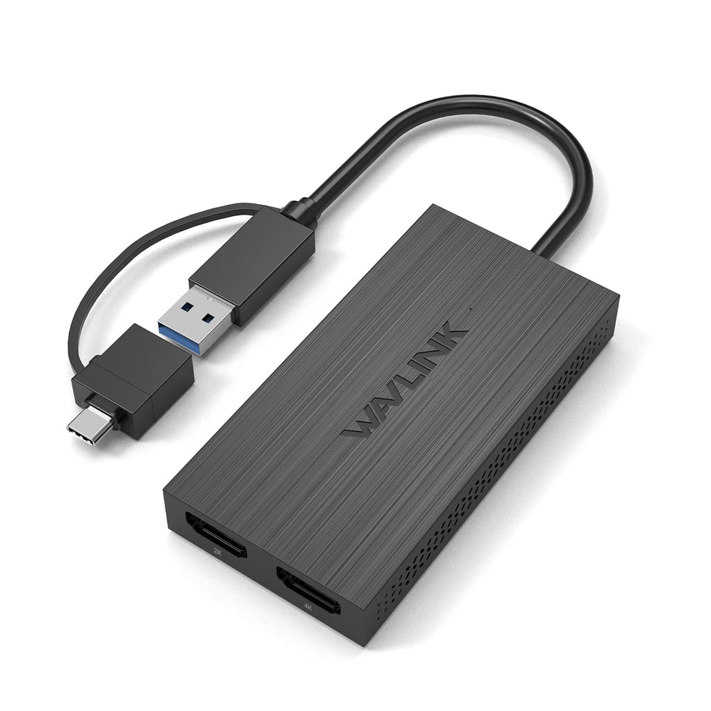 WAVLINK USB C or USB 3.0 to Dual HDMI Adapter, 4K and 1080p External Video Display, Compatible with M1/M2 MacBook, Windows, ChromeOS, Android 7.1+, NOT Support Linux, iPad OS USB to Dual HDMI Adapter