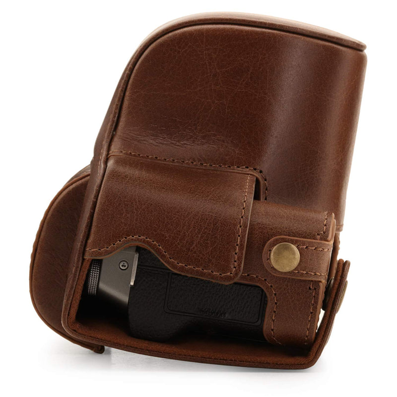 MegaGear MG1884 Ever Ready Genuine Leather Camera Case Compatible with Fujifilm X-T200 (XC15-45mm) - Brown