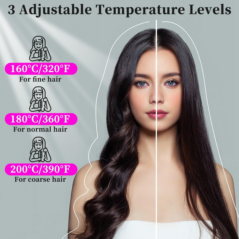 Glow Wave Heated Brush, Go Brush Pro Cordless Straightener, 2026 Glow Wave Heated Brushs for Short Hair, 3 Heat Settings & LED Screen for Travel and Frizz-Free Styling,1PCS (Black)
