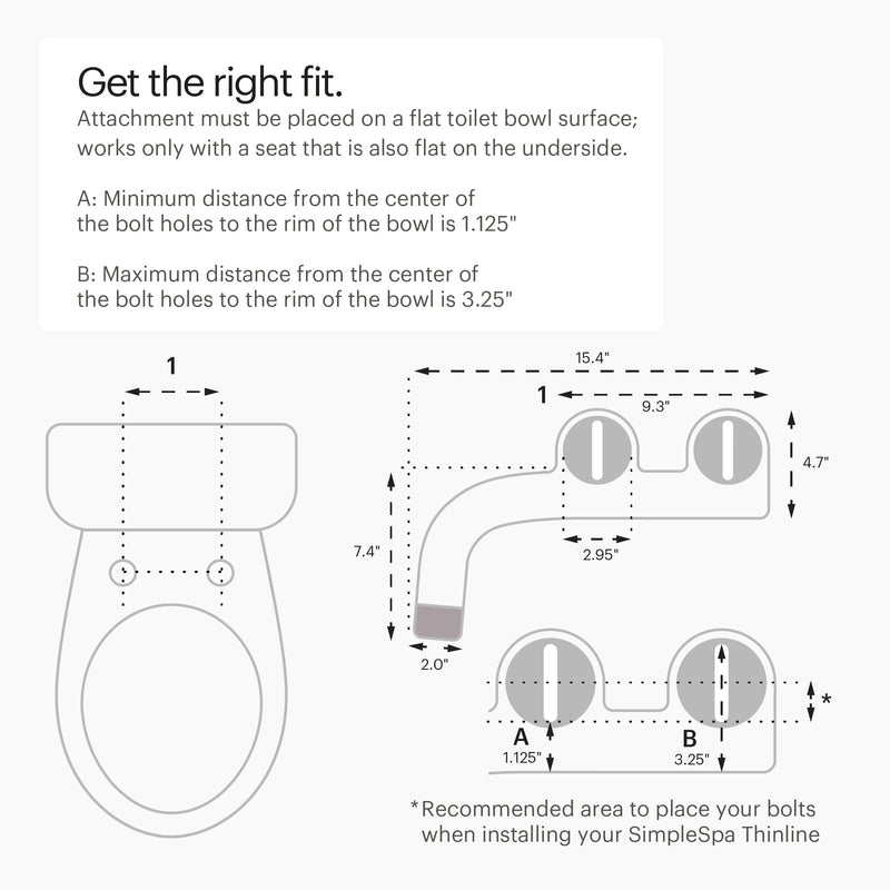 Brondell Bidet Attachment for Toilet SS-250 SimpleSpa Fresh Water Spray with Adjustable Water Pressure Side Arm Control, Slim Bidet Sprayer, Silver Knob (Dual Nozzle) Fixed Dual Nozzle