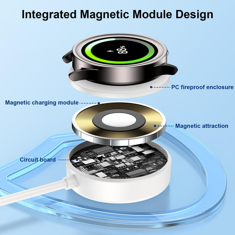Samsung Watch Charger for Samsung Watch 8 Classic/8/7/6/Ultra/FE/5 Pro/4/3 | Active 2/Active 1,Fast Charging Smart Watch Charger Magnetic Wireless Charging Station Pad with USB C Charging Cable Dock 3FT