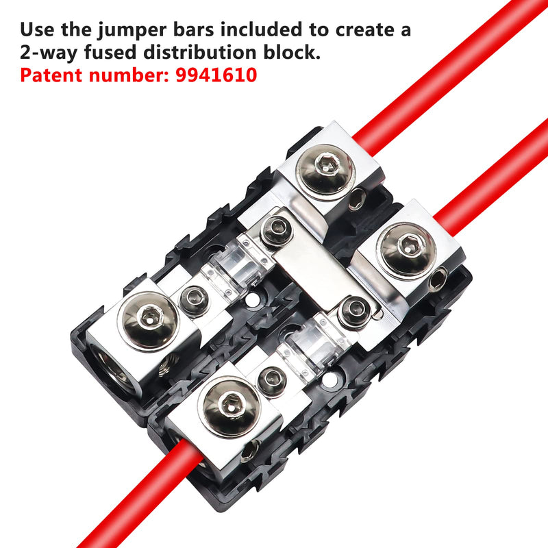 RECOIL MFHA-2 2 Packs Fuseholder 0/2/4 Gauge Modular Inline ANL & Mini-ANL Fuse Holders with Jumper Bars to Create Distribution Block Fuse and Negative Combo Blocks Modular In-line Fuseholder