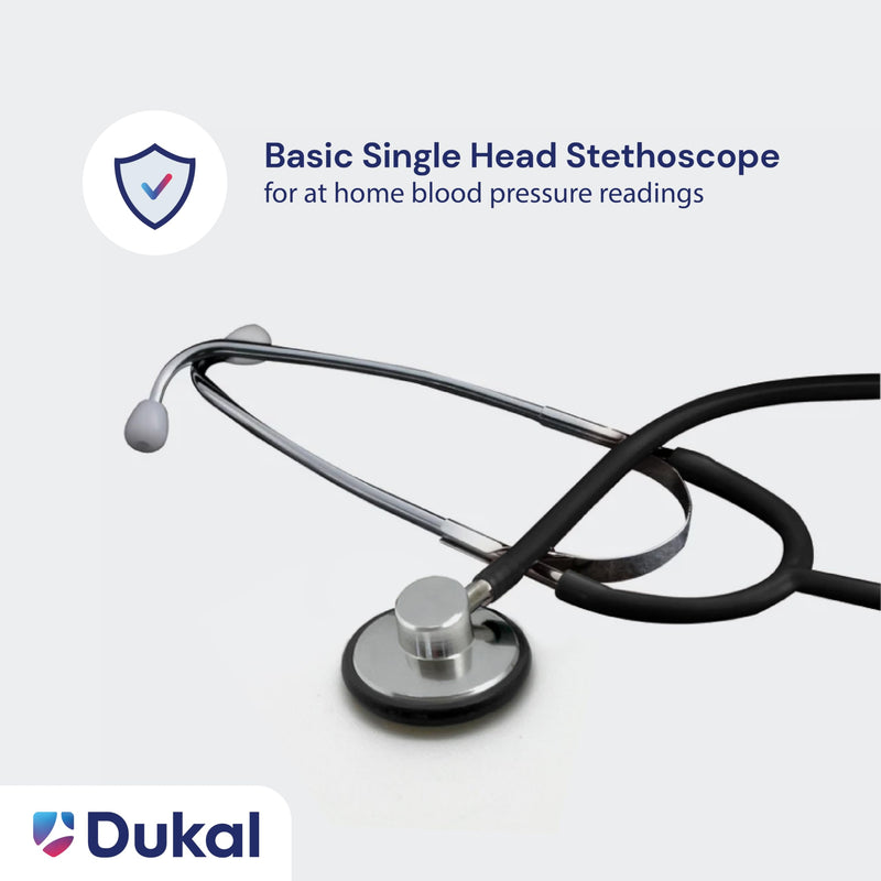 Dukal TEC 1100 Tech-Med Stethoscope, Single Head, 22" Size, Black, Lightweight Single Head Stethoscope for Nurses, Doctors, Paramedics, and Students