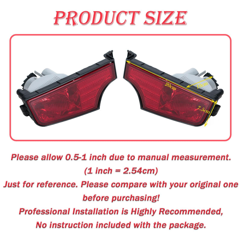 For Kia Soul 2010-2013 Rear Bumper Light Reflector Indicator Tail Fog Lamp Left&Right Pair
